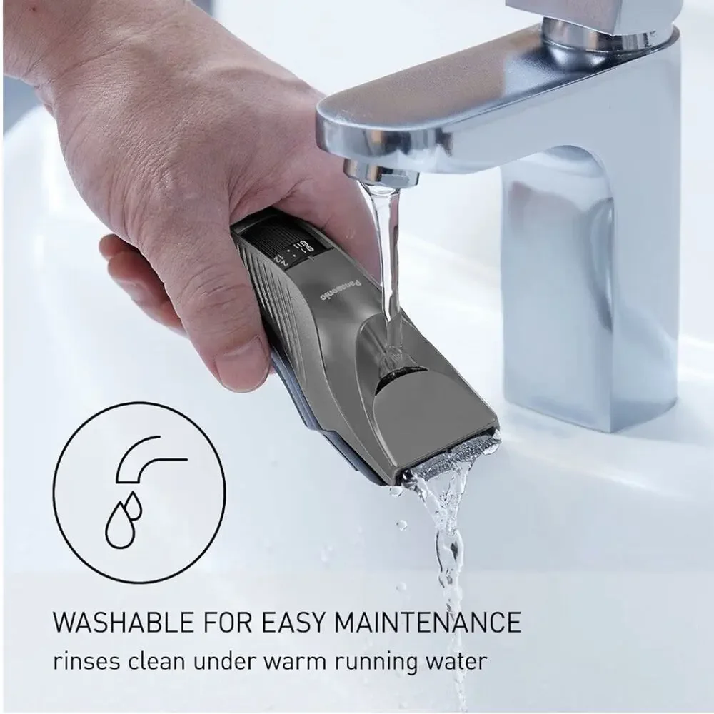 Panasonic ER-GC63-H Hair Clippers Corded/Cordless 2 Attachments - Silver